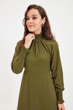 Trendyol, Rochie midi din sifon, Verde oliv Trendyol, Rochie midi din sifon, Verde oliv