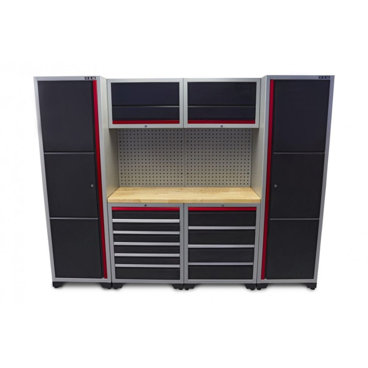 Set mobilier metalic, HBM, modular, profesional, 9 piese, 263 x 53 x 204 cm