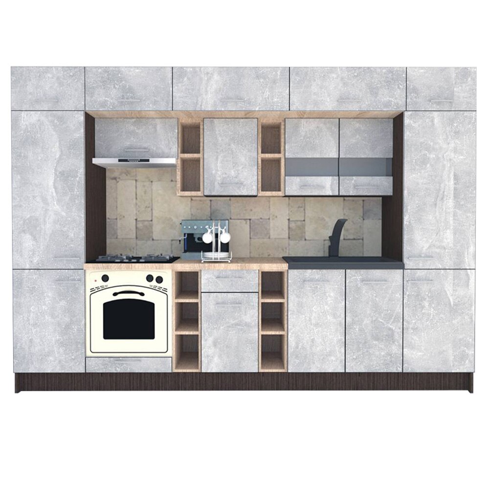 Set Bucatarie Genarom BIGMAR 320, 320 x 225,5 x 60 cm, Alb / Decor 4298