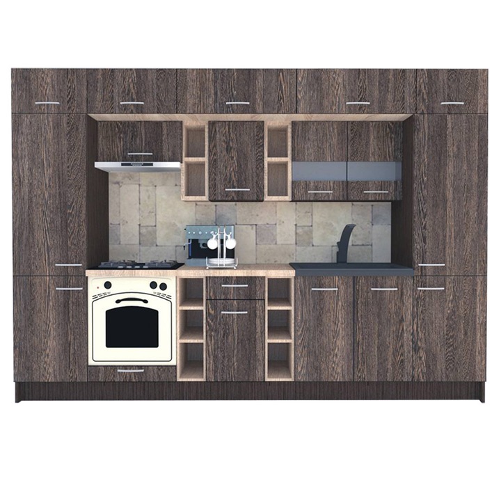 Set Bucatarie Genarom BIGMAR 320, 320 x 225,5 x 60 cm, Alb / Decor 7648