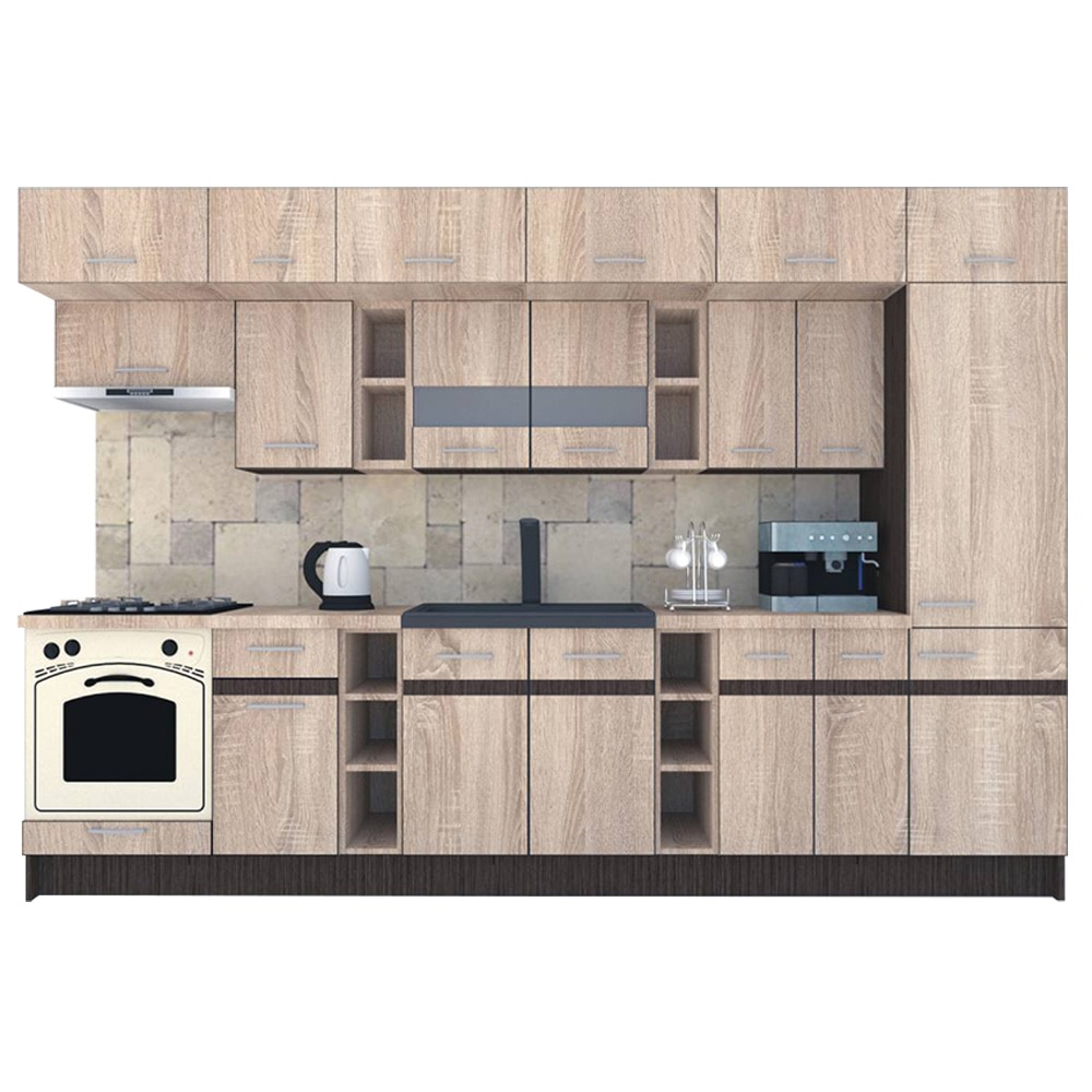 Set Bucatarie Genarom BIGMAR 330 A, 330 x 225,5 x 60 cm, Stejar Sonoma