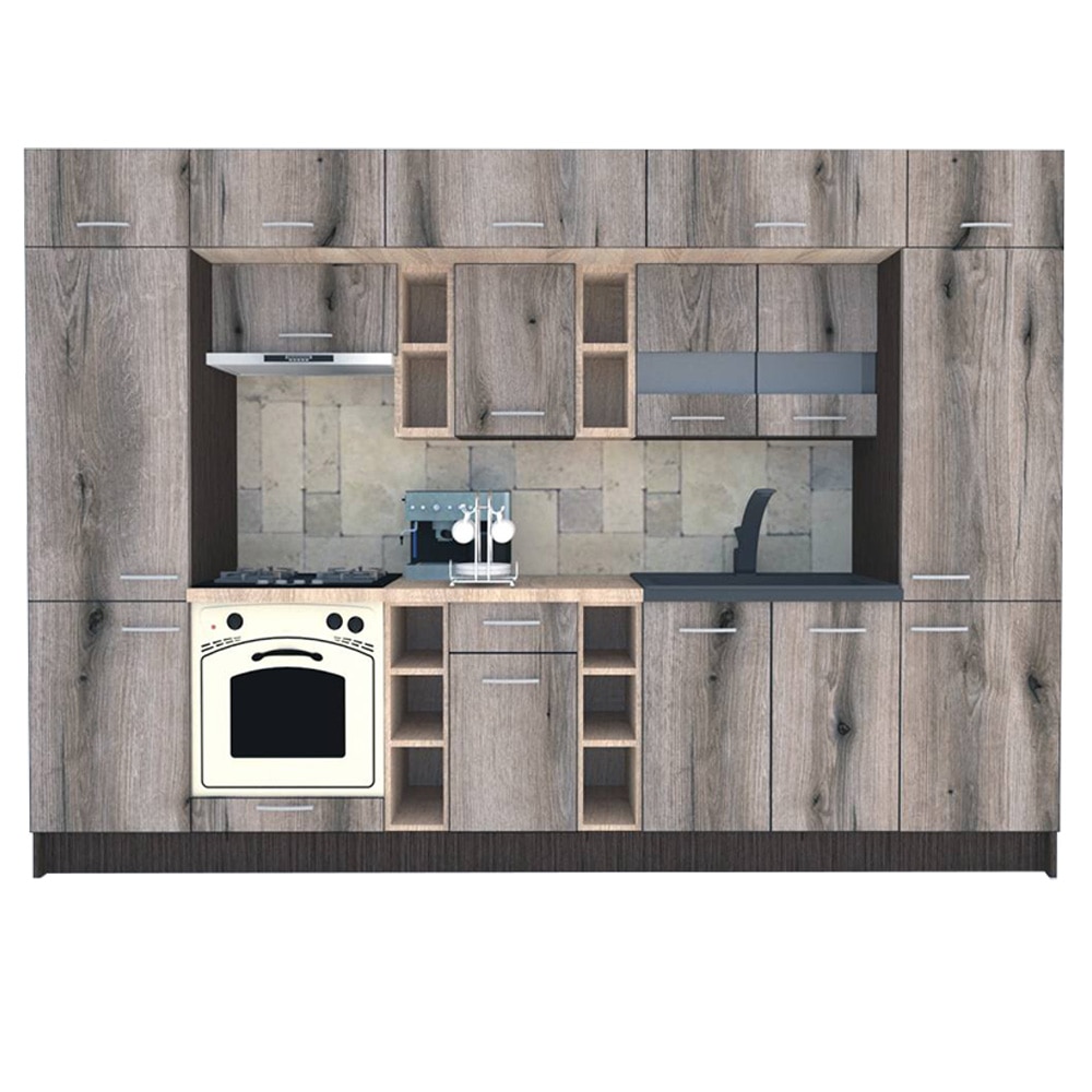 Set Bucatarie Genarom BIGMAR 320, 320 x 225,5 x 60 cm, Alb / Decor K366