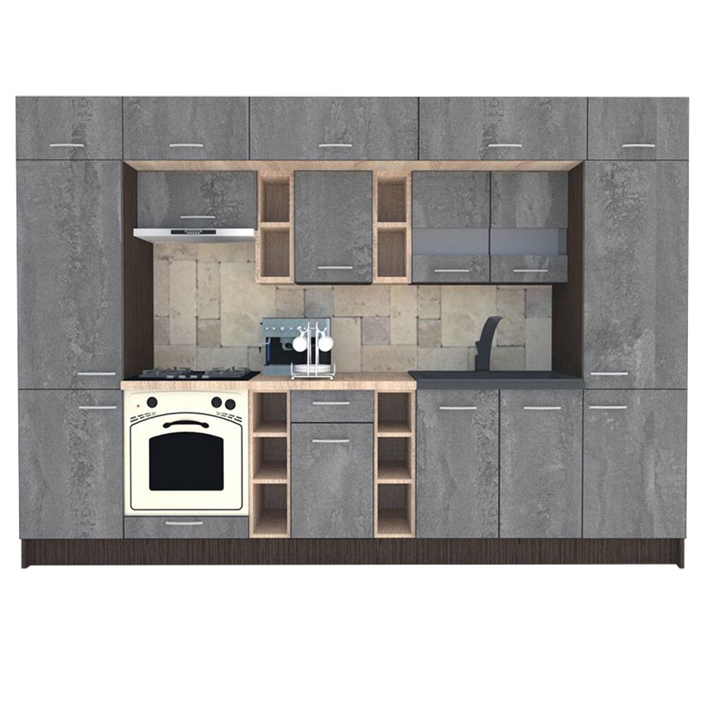 Set Bucatarie Genarom BIGMAR 320, 320 x 225,5 x 60 cm, Alb / Decor K352