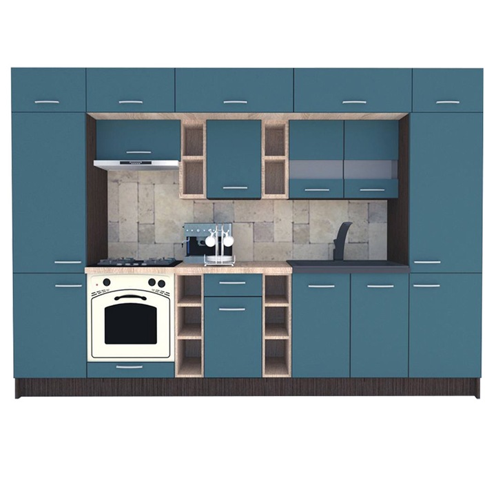 Set Bucatarie Genarom BIGMAR 320, 320 x 225,5 x 60 cm, Alb / Decor 0244