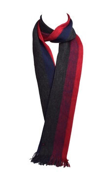 Fular lana, celio, cu dungi gri, albastru, rosu, 180 x 25 cm Fular lana, celio, cu dungi gri, albastru, rosu, 180 x 25 cm