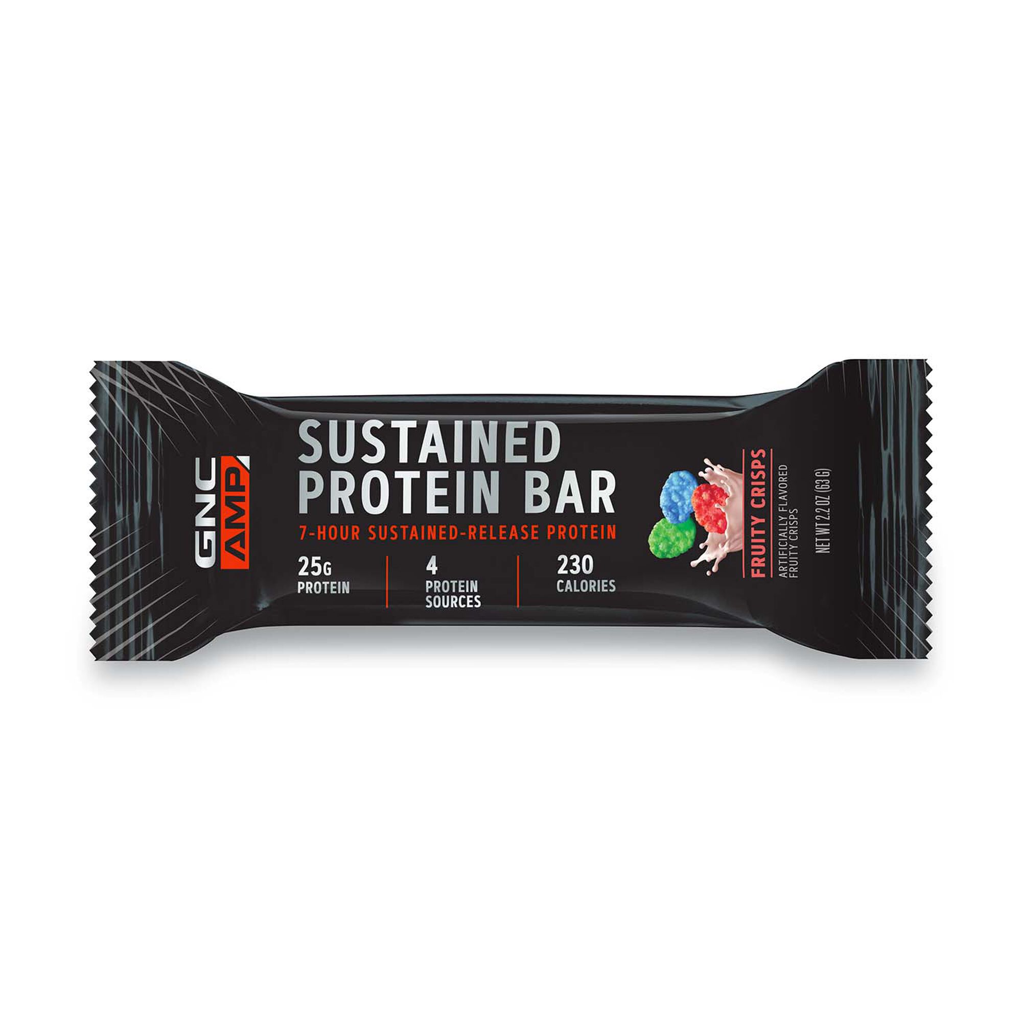 Baton cu 4 Tipuri de Proteina cu Aroma de Peanut Butter Puffs, GNC AMP, 63 Grame