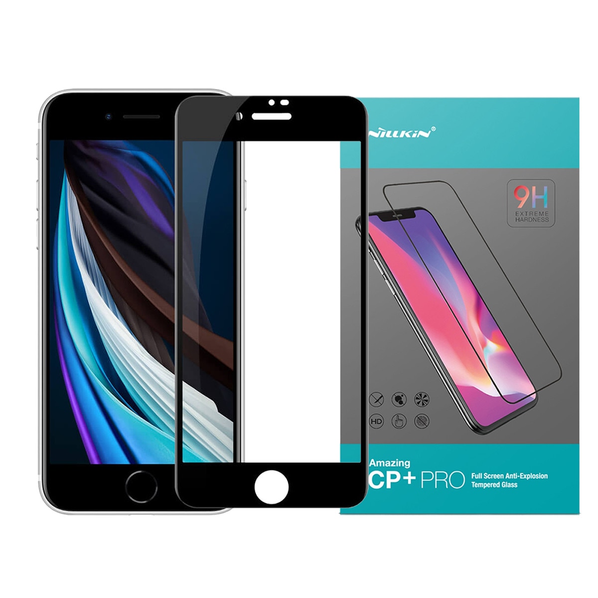 Folie de protectie, NILLKIN, Compatibil cu Iphone SE 2020/7/8 Pro, AGC, Negru