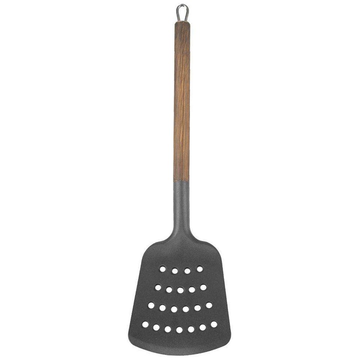Spatula De Bucatarie, Orion, Din Lemn, 34.5x9x0.5 cm, Fabricata Din Material Termoplastic Pbt, Sigura Pentru Vasele Teflonate, Granitice Si Ceramice, Maner Lung Pentru O Prindere Confortabila, Usor De Utilizat Si Intretinuta, Neagra