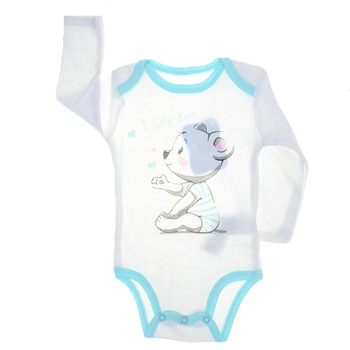 Body cu maneca lunga pentru baieti E Plus M 874432-3, Alb 66215 Body cu maneca lunga pentru baieti E Plus M 874432-3, Alb 66215