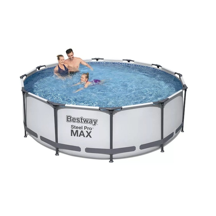 Bestway Steel Pro Max ELBA Superior Fémvázas kerti medence vízforgatóval és létrával, 366 x 100 cm