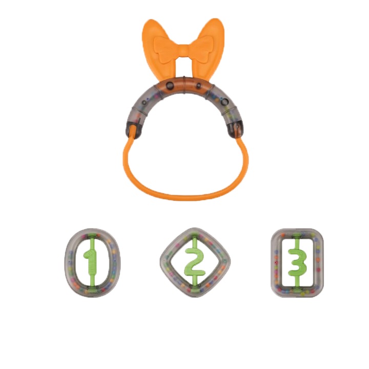 Tumama geometriai csörgő készlet figurákkal, 4 db, szilikonból, gyermek- és babafogakhoz, 0+ hónapos kor, többszínű