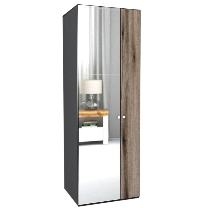 Dulap Genarom LEX D, Decor K366, Oglinda, 75 x 240 x 66 cm