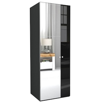Dulap Genarom LEX C, Negru Lucios / Oglinda, 75 x 240 x 66 cm Dulap Genarom LEX C, Negru Lucios / Oglinda, 75 x 240 x 66 cm