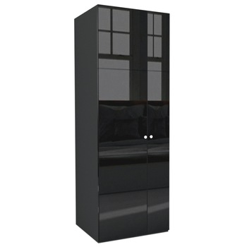 Dulap Genarom LEX A, Negru Lucios, 75 x 218 x 66 cm Dulap Genarom LEX A, Negru Lucios, 75 x 218 x 66 cm