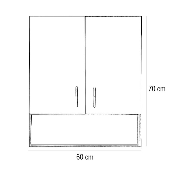 Vertex Bianca Plus 60-as Faliszekrény 2 ajtóval, nyitott alsó résszel, magasfényű fehér színben