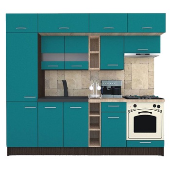 Set Bucatarie Genarom BIGMAR 250 B, 250 x 225,5 x 60 cm, Wenge / Decor 0245 Set Bucatarie Genarom BIGMAR 250 B, 250 x 225,5 x 60 cm, Wenge / Decor 0245