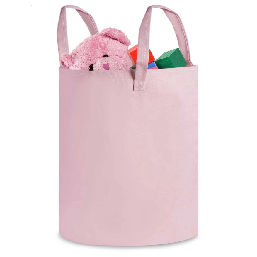 Cos Pentru Jucarii Rikko idealSTORE, Dimensiuni 60 x 35 cm, Material Impermeabil, Tesatura de Bumbac, Practic si Modern, Roz