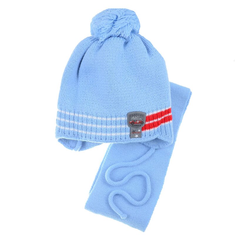 Set 2 piese caciula si fular pentru baieti Politano CFP-20, Albastru 50 CM Standard