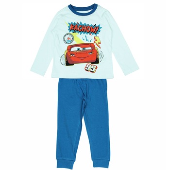 Pijamale lungi Disney Cars,model 8802, Alb/Albastru Pijamale lungi Disney Cars,model 8802, Alb/Albastru