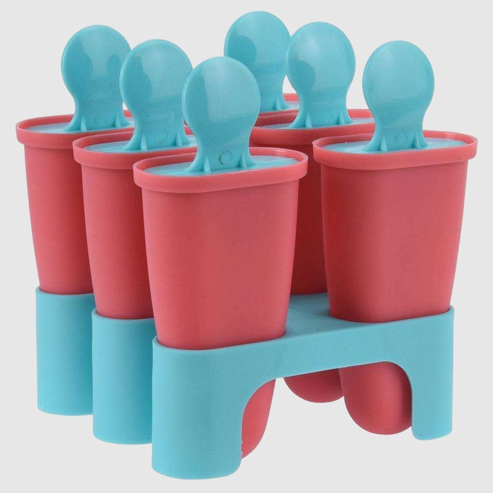 Matrita pentru inghetata, Excellent Houseware, 6 bucati, Roz/Albastru