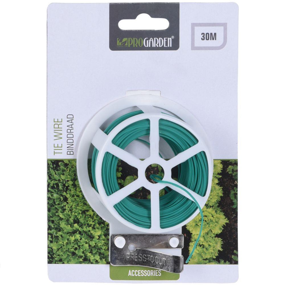 Cablu legare plante, Progarden, Sarma/Plastic, 30 m, Verde