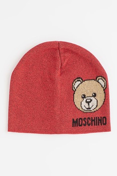 Moschino, Caciula cu imprimeu logo, Tomato Moschino, Caciula cu imprimeu logo, Tomato