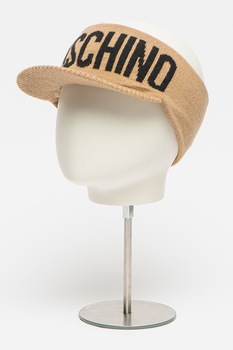 Moschino, Vizor din amestec de lana cu imprimeu logo, Bej Moschino, Vizor din amestec de lana cu imprimeu logo, Bej