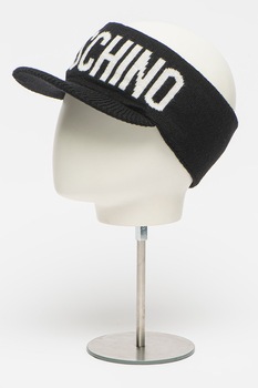 Moschino, Vizor din amestec de lana cu imprimeu logo, Negru Moschino, Vizor din amestec de lana cu imprimeu logo, Negru