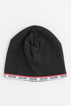 Moschino, Caciula din amestec de lana cu detalii logo, Negru Moschino, Caciula din amestec de lana cu detalii logo, Negru