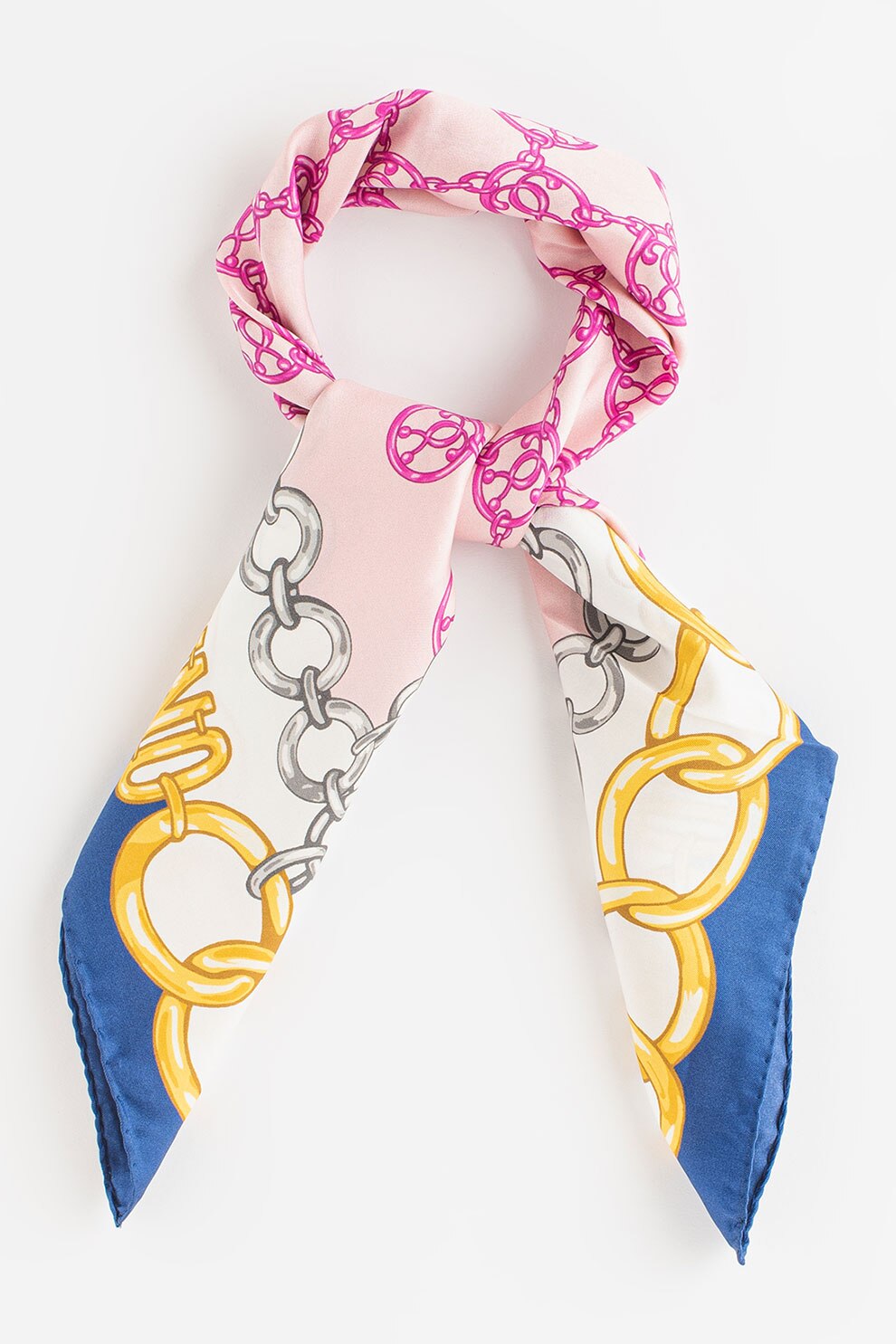 Moschino, Esarfa patrata din matase cu imprimeu, Bleumarin/Roz