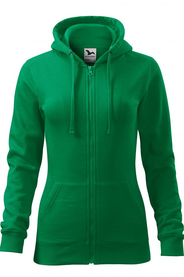 Hanorac pentru dama Trendy Zipper, Verde Mediu