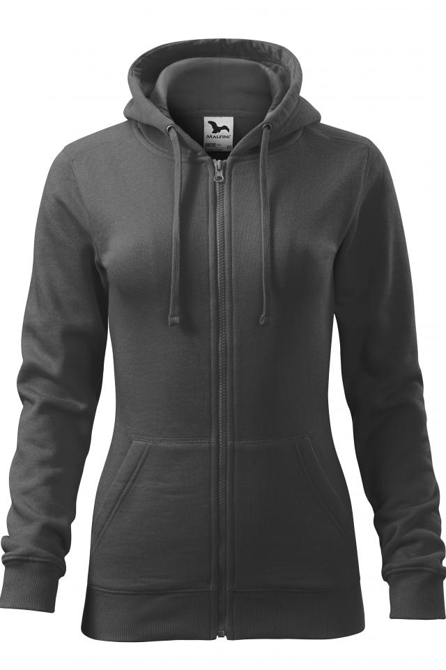 Hanorac pentru dama Trendy Zipper, Gri metalic