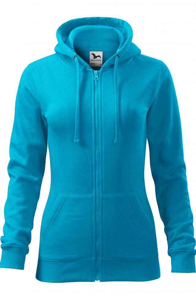 Hanorac pentru dama Trendy Zipper, Turcoaz