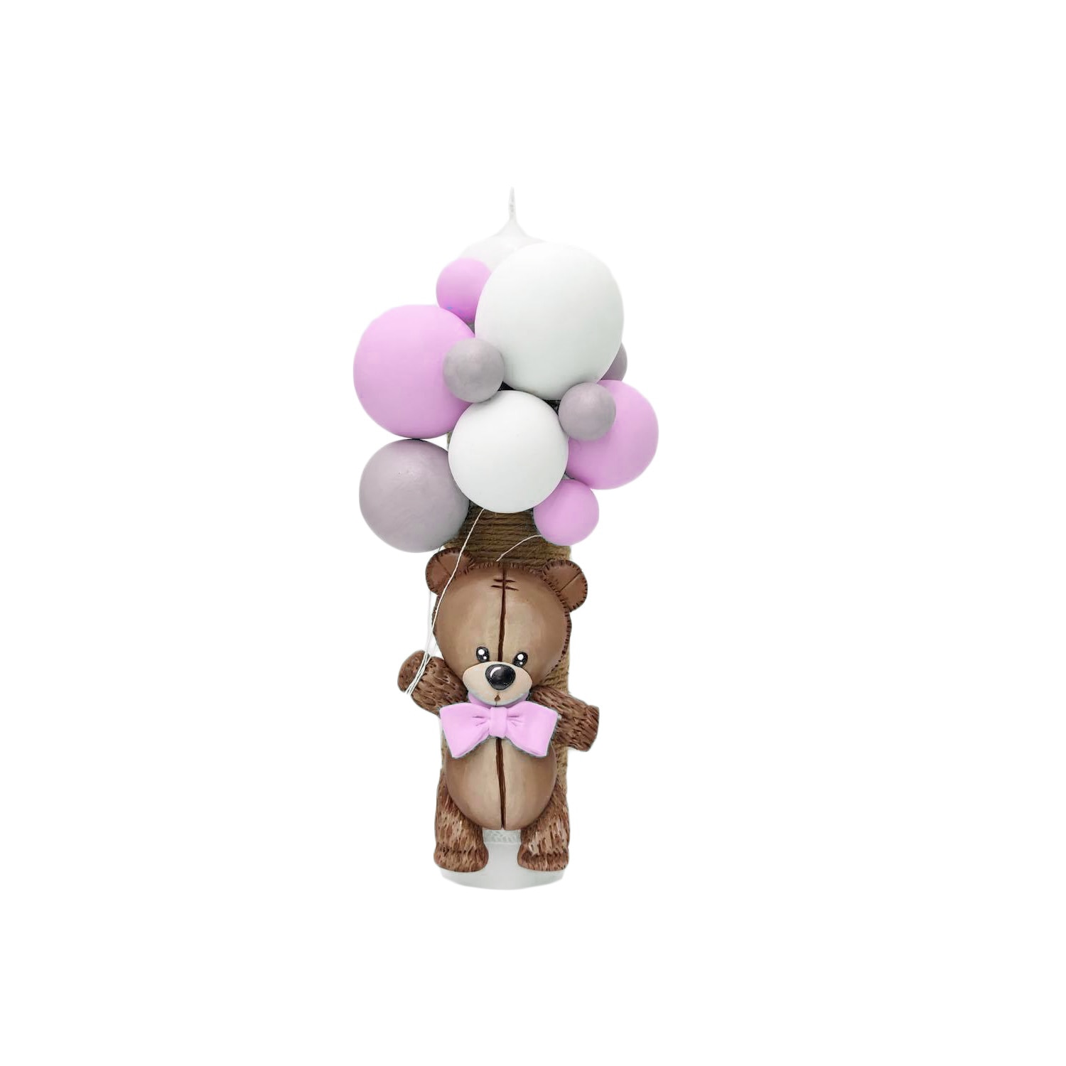 Lumanare botez personalizata, Ursulet, Teddy Bear, handmade, pink