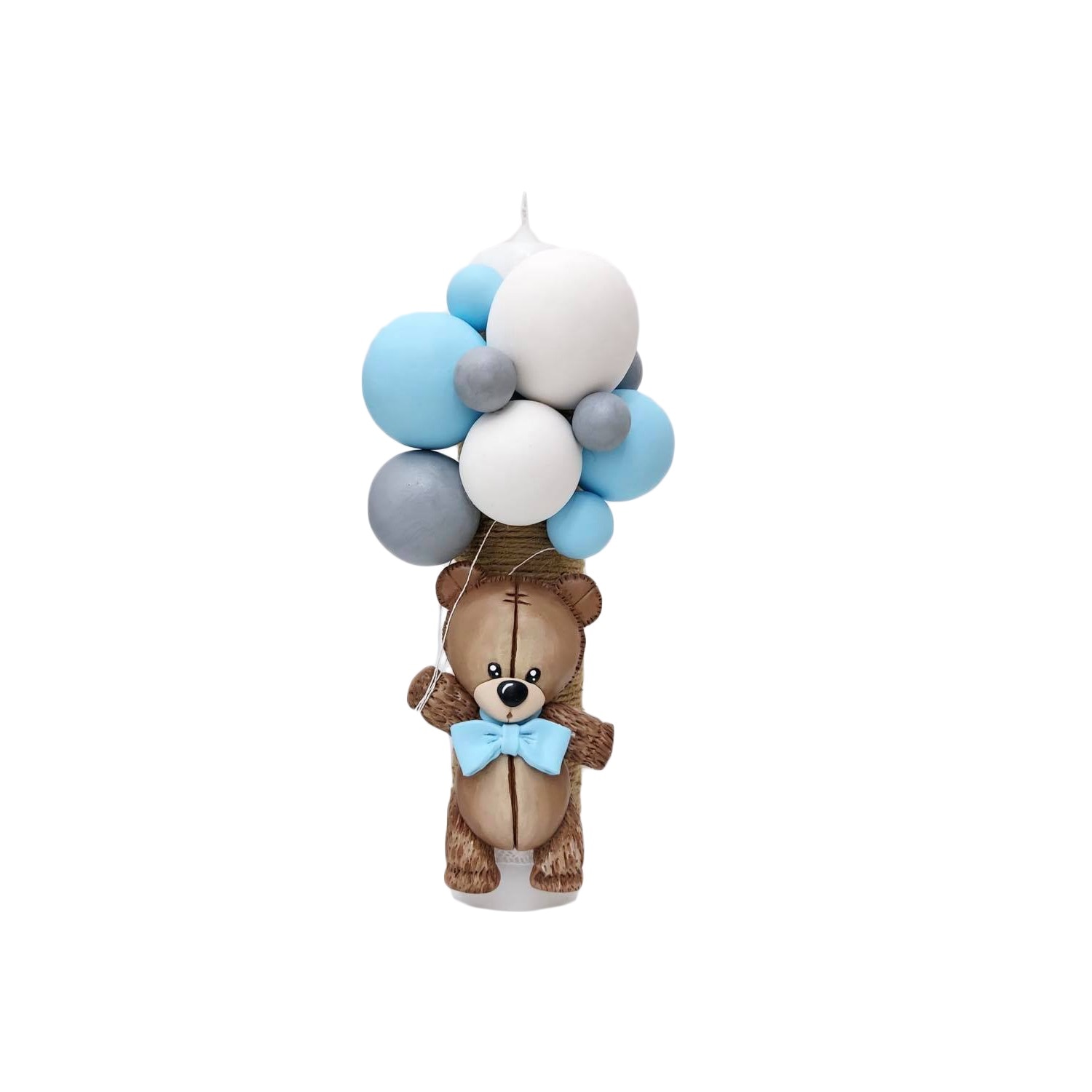 Lumanare botez personalizata, Ursulet, Teddy Bear, handmade, blue