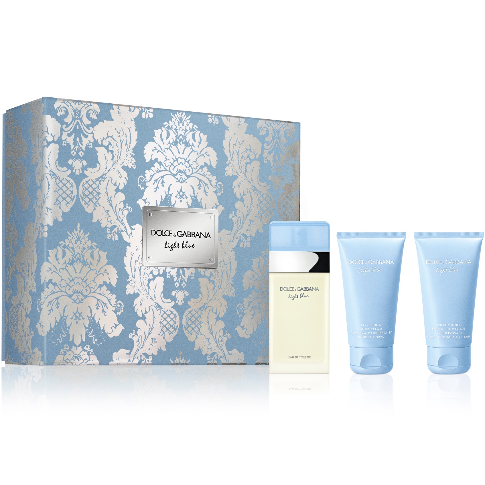 Set cadou Dolce & Gabbana, Light Blue, Femei: Apa de Toaleta, 50 ml + Lotiune de corp, 50 ml + Gel de dus, 50 ml