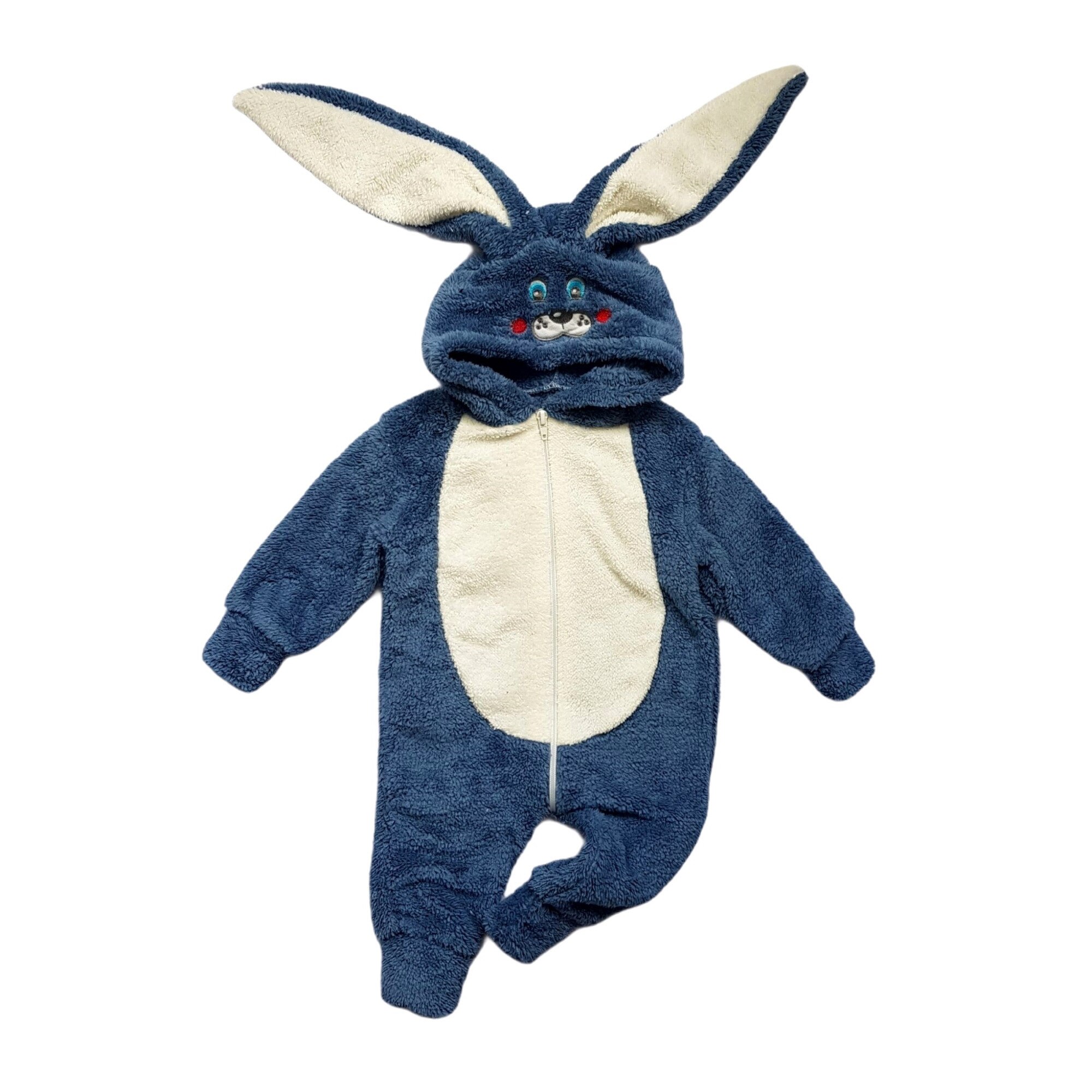 Salopeta polar cu gluga baieti, Iepuras, Albastru