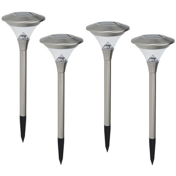 Set 4 lampi solare LED, Progarden, Inox, Senzori amurg, Argintiu Set 4 lampi solare LED, Progarden, Inox, Senzori amurg, Argintiu