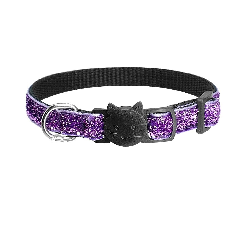 Zgarda sclipitoare cu clopotel, MAKS, Pentru Pisici, Marimea Reglabila Mov