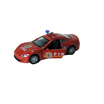 Masinuta metalica Maserati Gran Turismo Pompieri, lumini functionale, deschide usile, scara 1:32, rosu Masinuta metalica Maserati Gran Turismo Pompieri, lumini functionale, deschide usile, scara 1:32, rosu