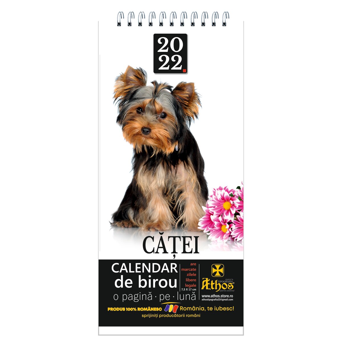 Calendar de birou 2022, Catei, 7,5x17 cm