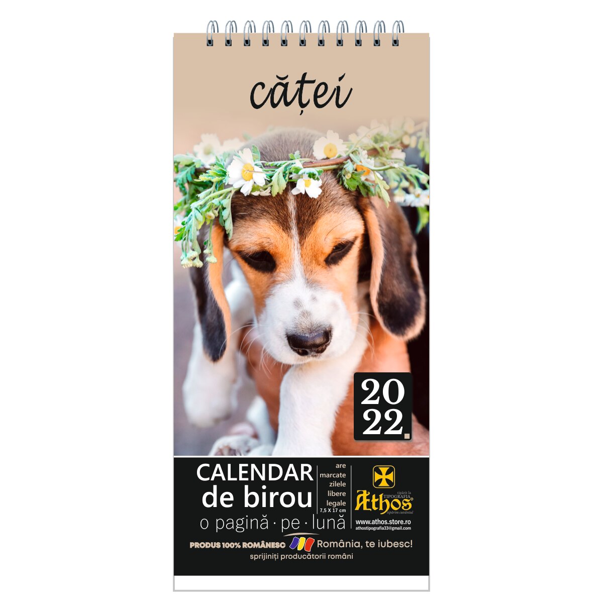 Calendar de birou 2022, Catei 2, 7,5x17 cm