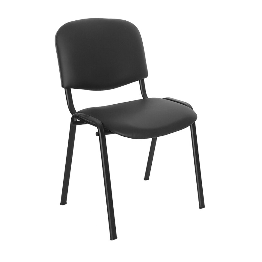 Scaun birou vizitator Deco, fix, imitatie piele, negru