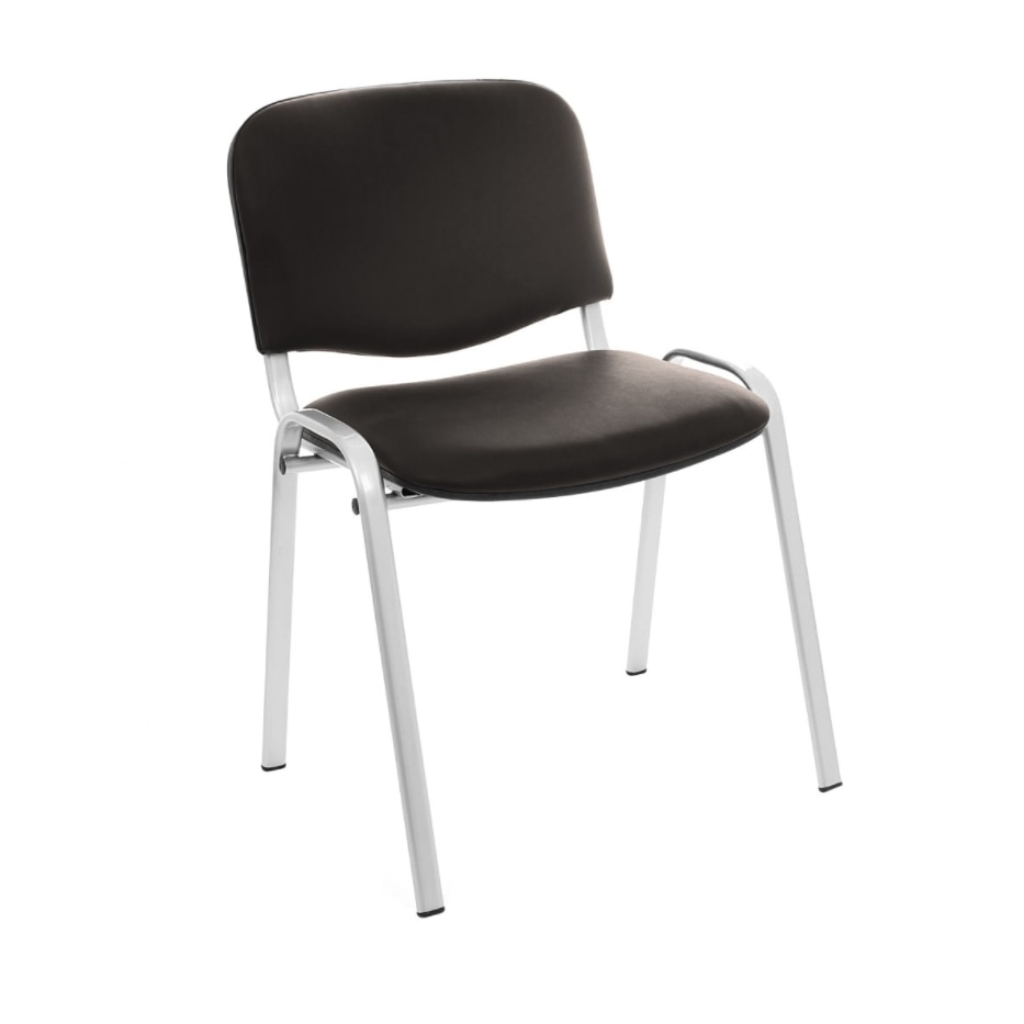 Scaun birou vizitator Deco, fix, imitatie piele, maro