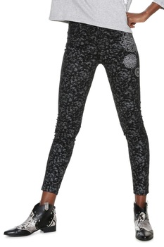 Blugi Dama cu modele geometrice, Desigual-Pant Mia, Negru/Gri, 38 Blugi Dama cu modele geometrice, Desigual-Pant Mia, Negru/Gri, 38