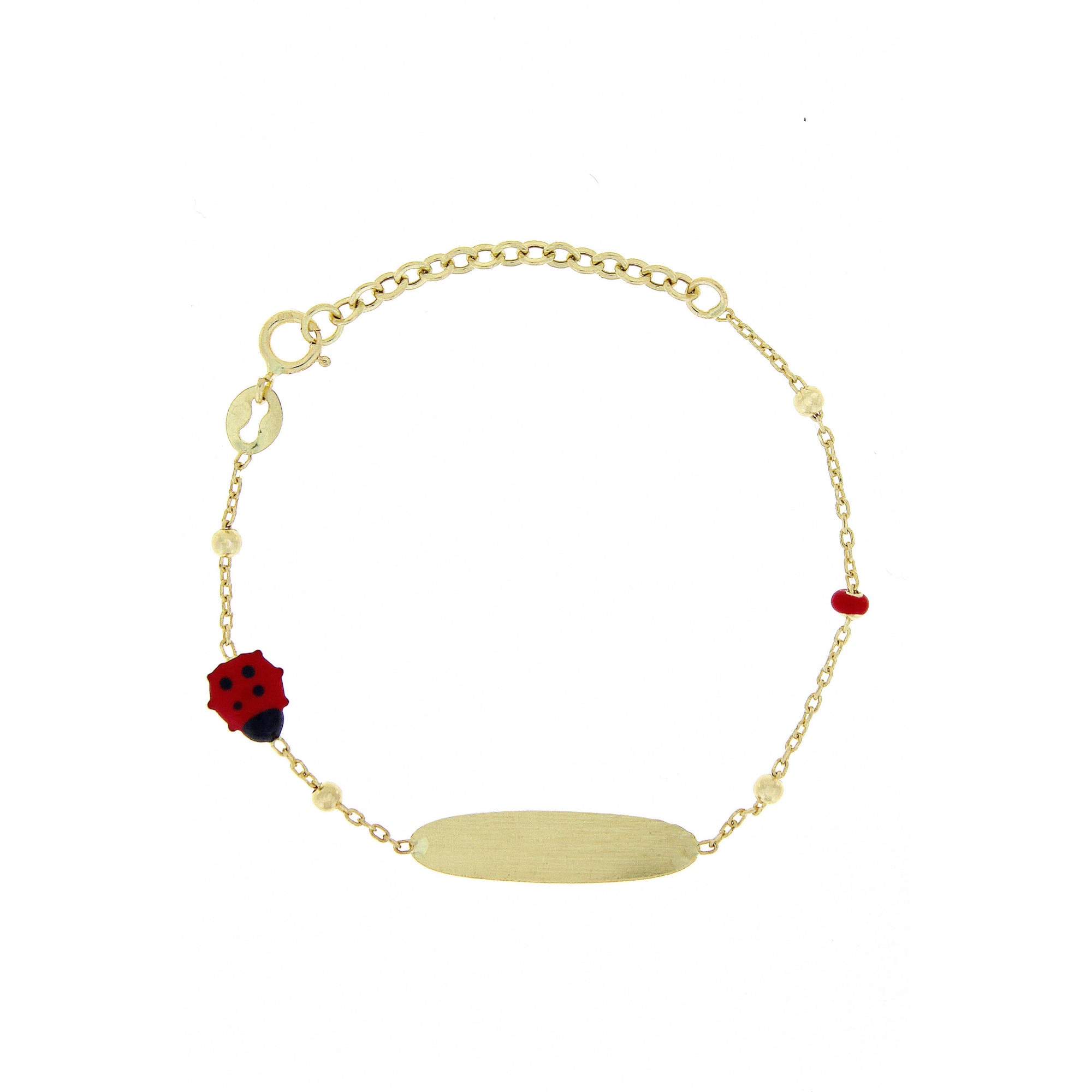 Bratara copii aur 14 k cu placuta ovala, gargarita