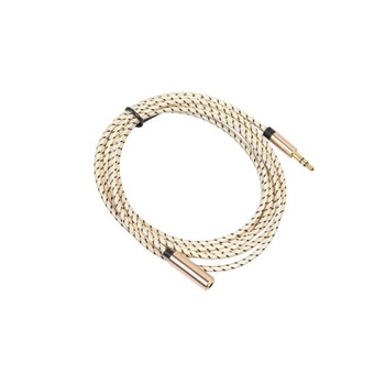 Cablu audio cu mufa Jack 3,5mm, mama-tata, cablu prelungitor ultra rezistent si flexibil, 5 metri, Auriu Cablu audio cu mufa Jack 3,5mm, mama-tata, cablu prelungitor ultra rezistent si flexibil, 5 metri, Auriu