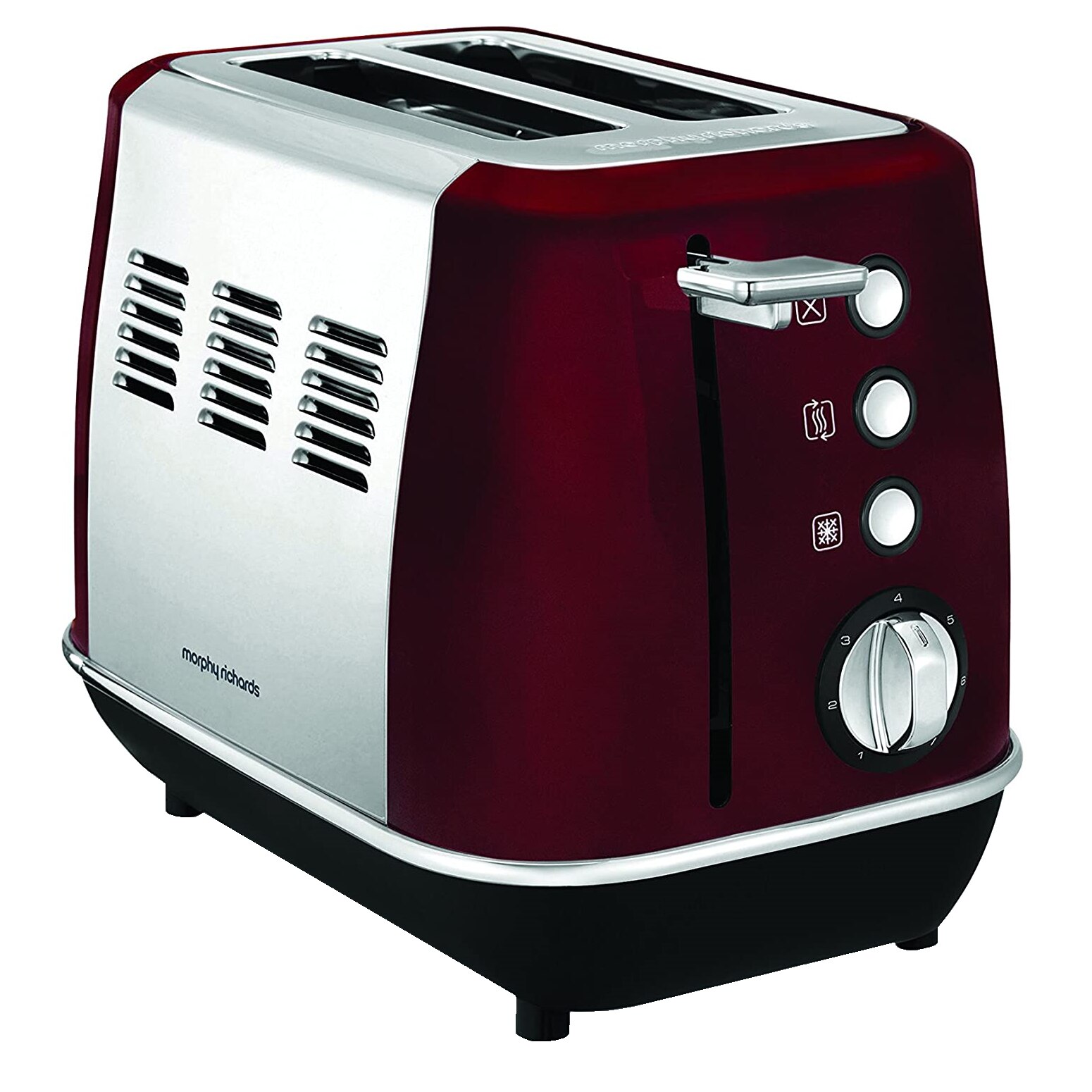 Prajitor de paine Morphy Richards Evoke 224408, 850 W, 2 felii, Rosu/Argintiu