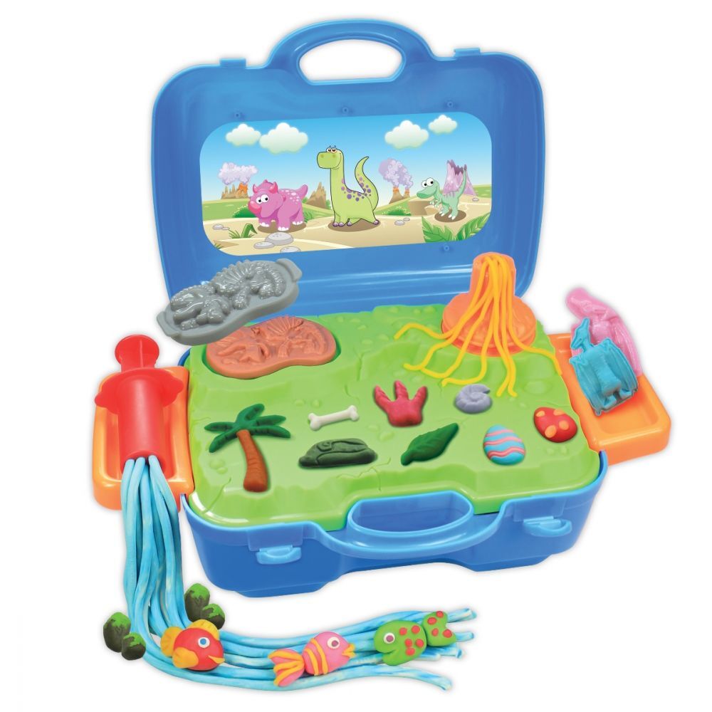 Set plastilina in geanta , cu 18 accesorii pentru a face dinozauri, pentru copii , ATS