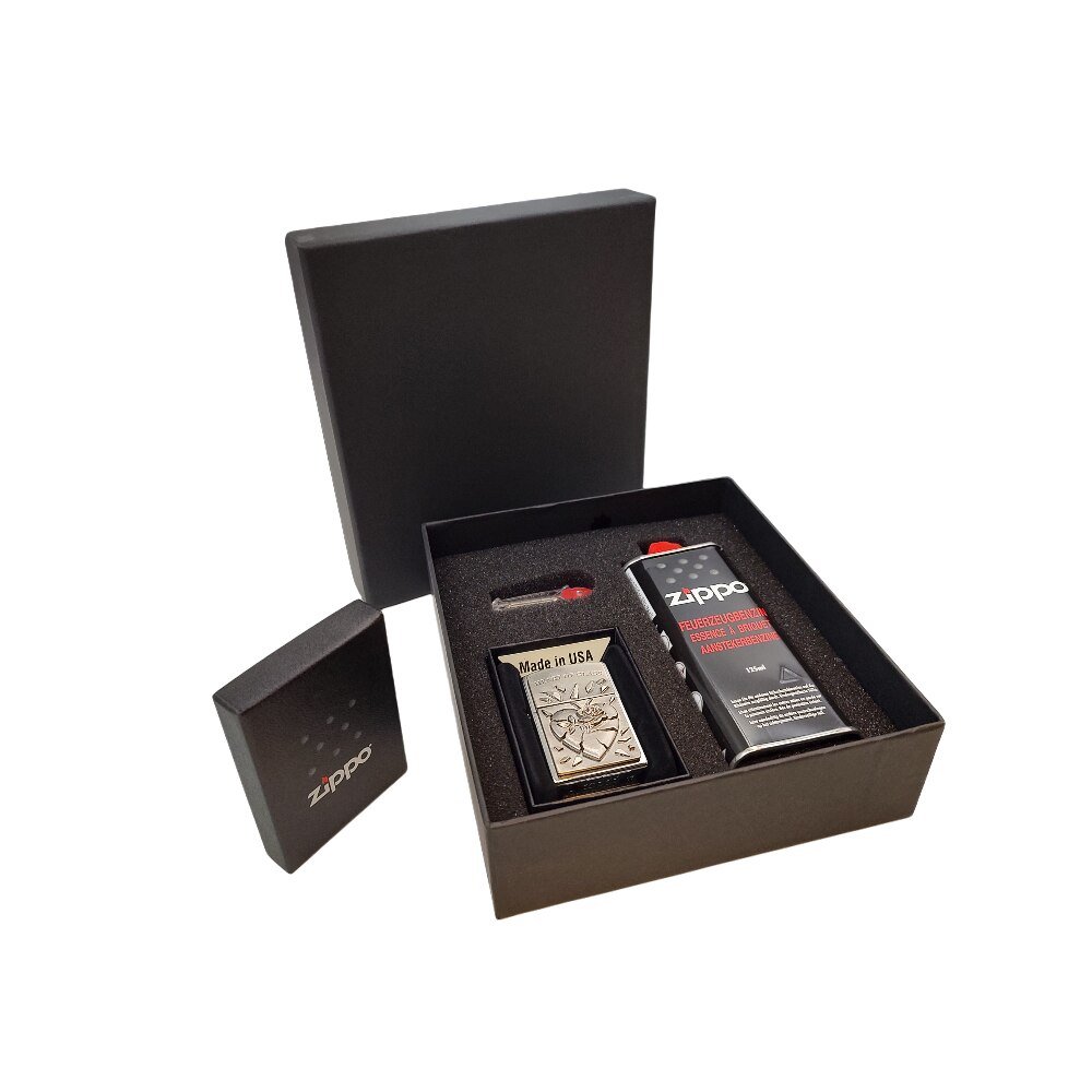 Set Zippo Heart of Glass - bricheta metalica, benzina, pietre pentru bricheta 255059 M16